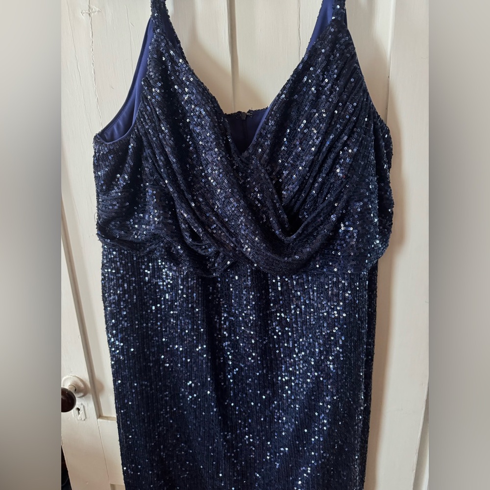 Night Way Collections Midnight Blue Sequin Midi Dress - Picture 2 of 6